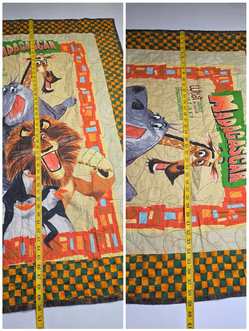 Madagascar Character Small Handmade Quilt Throw Blanket 39×50